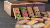 Wooden Domino Game Set Handmade Dominoes in Gift box - Side View
