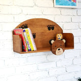 Wooden Wall Mounted Book Shelf Bear theme for children's room - Top-Down View