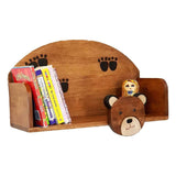 Wooden Wall Mounted Book Shelf Bear theme for children's room - 45-Degree Angle