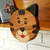 Wooden Wall Mounted Book Shelf CAT theme for children's room - Top-Down View