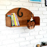 Wooden Wall Mounted Book Shelf CAT theme for children's room - Rear View