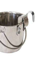 YES4PETS 946ml Stainless Steel Pet Parrot Feeder Dog Cat Bowl Water Bowls Flat Sided Bucket with Riveted Hooks - Side View