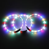 2 X YES4PETS Small 40CM LED Dog Collar USB Rechargeable Night Glow Flashing Light Up Safety Pet Collars - Front View