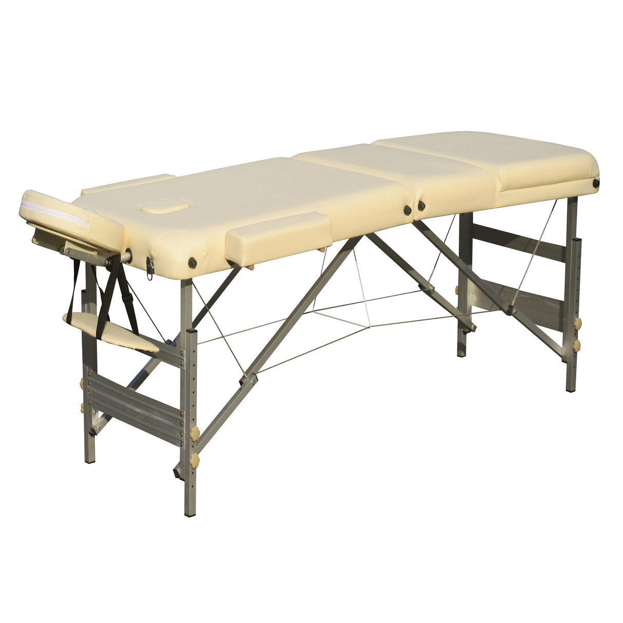 YES4HOMES 3 Fold 5 cm Thickness Foam Portable Aluminium Massage Table Massage Bed Beauty Therapy Beige