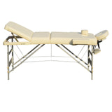 YES4HOMES 3 Fold Portable Aluminium Massage Table Massage Bed Beauty Therapy Beige - Side View