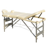 YES4HOMES 3 Fold Portable Aluminium Massage Table Massage Bed Beauty Therapy Beige - Top-Down View