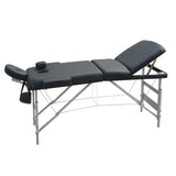 YES4HOMES 3 Fold Portable Aluminium Massage Table Massage Bed Beauty Therapy Black - Top-Down View