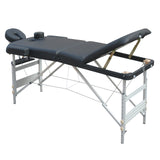 YES4HOMES 3 Fold Portable Aluminium Massage Table Massage Bed Beauty Therapy Black - 45-Degree Angle