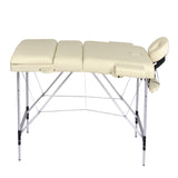 YES4HOMES 3 Fold Portable Aluminium Massage Table Massage Bed Beauty Therapy Beige - Side View
