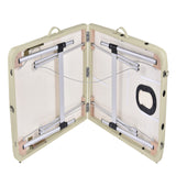 YES4HOMES 3 Fold Portable Aluminium Massage Table Massage Bed Beauty Therapy Beige - Rear View