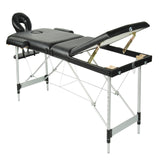 YES4HOMES Black 3 Fold Portable Aluminium Massage Table Massage Bed Beauty Therapy - 45-Degree Angle