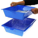 YES4PETS Lift and Sift Self Cleaning Kitty Litter Trays Cat Litter Tray Toilet Sifting Slotted Trays - Side View