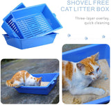 YES4PETS Lift and Sift Self Cleaning Kitty Litter Trays Cat Litter Tray Toilet Sifting Slotted Trays - Rear View