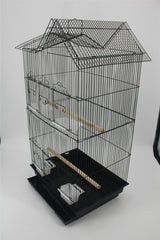 YES4PETS Medium Size Bird Cage Parrot Budgie Aviary with Perch - Black - Front View