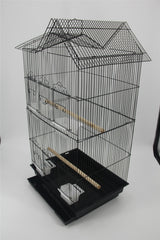 YES4PETS 4 X Medium Size Bird Cage Parrot Budgie Aviary with Perch - Black - Front View