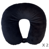 2 X Portable U Shaped Travel Neck Pillow Head Rest Cushion Microbead - Front View