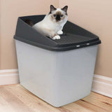 XL Top Entry Cat Litter Box No Mess Large Enclosed Covered Kitty Tray - Rear View