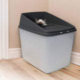 XL Top Entry Cat Litter Box No Mess Large Enclosed Covered Kitty Tray - Close-Up Angle