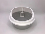 YES4PETS 2 x Grey Round Portable Cat Toilet Litter Box Tray with Scoop - Front View