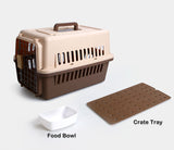 YES4PETS Small Dog Cat Rabbit Crate Pet Carrier Airline Cage With Bowl and Tray-Brown - Front View