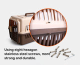 YES4PETS Small Dog Cat Rabbit Crate Pet Carrier Airline Cage With Bowl and Tray-Brown - Side View