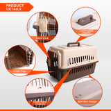 YES4PETS Small Dog Cat Rabbit Crate Pet Carrier Airline Cage With Bowl and Tray-Brown - 45-Degree Angle