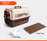 YES4PETS Small Dog Cat Rabbit Crate Pet Carrier Airline Cage With Bowl and Tray-Dark Blue - Front View