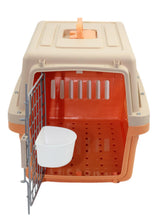 YES4PETS Small Dog Cat Crate Pet Airline Carrier Cage With Bowl and Tray-Orange - Front View