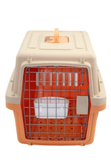 YES4PETS Small Dog Cat Crate Pet Airline Carrier Cage With Bowl and Tray-Orange - Side View