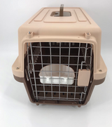 YES4PETS Medium Dog Cat Crate Pet Rabbit Carrier Airline Cage With Bowl & Tray-Brown - Side View