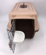 YES4PETS Medium Dog Cat Crate Pet Rabbit Carrier Airline Cage With Bowl & Tray-Brown - Top-Down View