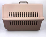 YES4PETS Large Airline Dog Cat Crate Pet Carrier Cage With Tray And Bowl Brown - Front View
