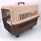 YES4PETS Brown Large Dog Puppy Cat Crate Pet Carrier Cage With Tray, Bowl & Wheel - Front View