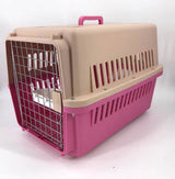 YES4PETS Pink Large Dog Puppy Cat Crate Pet Carrier Cage W Tray, Bowl & Removable Wheels - Front View