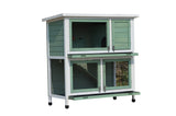 YES4PETS Green Large Double Storey Rabbit Hutch Guinea Pig Ferret Cage - Front View