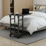 YES4HOMES Side Table with Storage Shelves, Height Adjustable Sofa Couch Coffee End Table Bedside Table Laptop Desk with Wheels - Side View