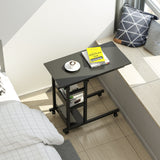 YES4HOMES Side Table with Storage Shelves, Height Adjustable Sofa Couch Coffee End Table Bedside Table Laptop Desk with Wheels - Top-Down View