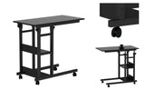 YES4HOMES Side Table with Storage Shelves, Height Adjustable Sofa Couch Coffee End Table Bedside Table Laptop Desk with Wheels - Close-Up Angle