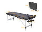 YES4HOMES 2 Fold Portable Aluminium Massage Table Massage Bed Beauty Therapy Black - Top-Down View