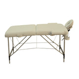 YES4HOMES 2 Fold Portable Aluminium Massage Table Massage Bed Beauty Therapy Beige - Front View