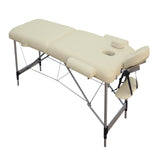 YES4HOMES 2 Fold Portable Aluminium Massage Table Massage Bed Beauty Therapy Beige - Side View