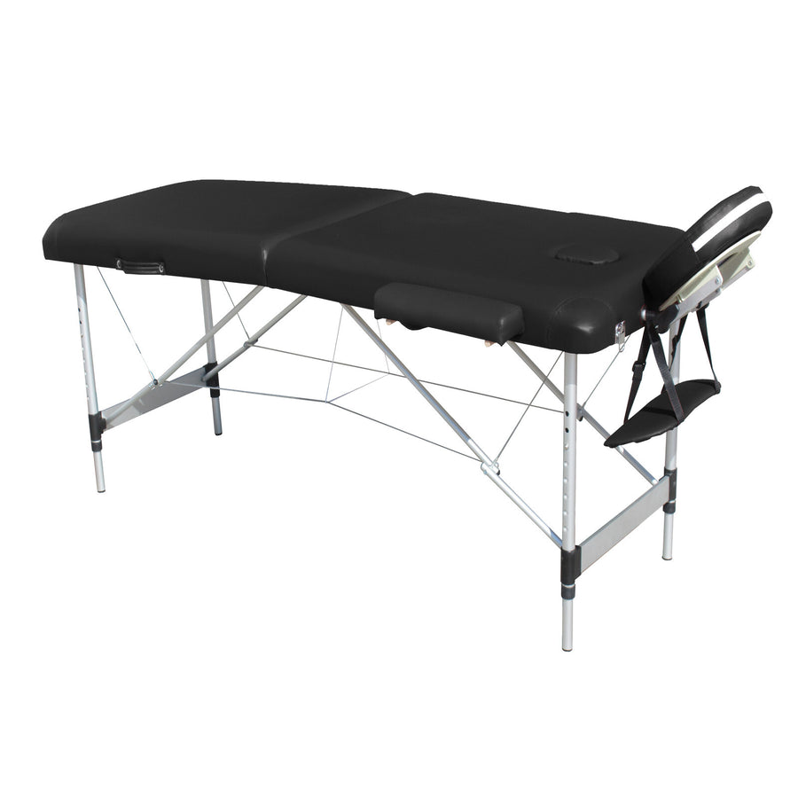 YES4HOMES 2 Fold 6cm Thickness Foam Portable Aluminium Massage Table Massage Bed Beauty Therapy Black