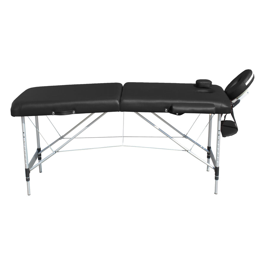 YES4HOMES 2 Fold 6cm Thickness Foam Portable Aluminium Massage Table Massage Bed Beauty Therapy Black