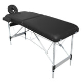 YES4HOMES 2 Fold Portable Aluminium Massage Table Massage Bed Beauty Therapy Black - Top-Down View