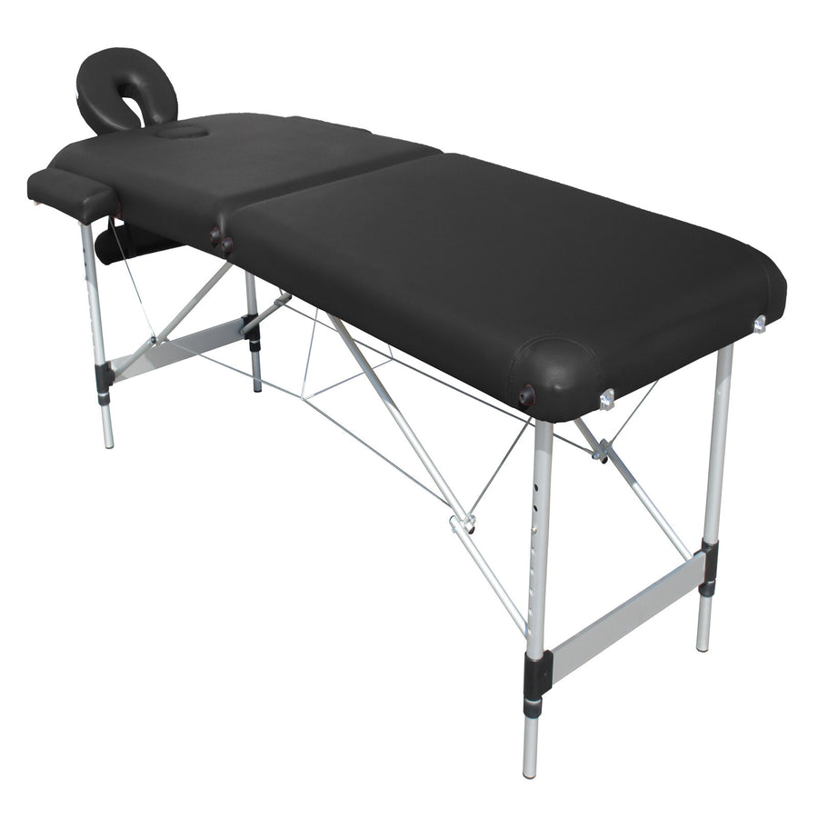 YES4HOMES 2 Fold 6cm Thickness Foam Portable Aluminium Massage Table Massage Bed Beauty Therapy Black