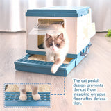 YES4PETS XL Portable Cat Toilet Litter Box Tray Foldable House with Handle and Scoop Blue - 45-Degree Angle