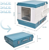 YES4PETS XL Portable Cat Toilet Litter Box Tray Foldable House with Handle and Scoop Blue - Close-Up Angle