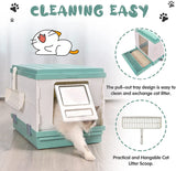 YES4PETS XL Portable Cat Toilet Litter Box Tray Foldable House with Handle and Scoop Green - Top-Down View