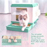 YES4PETS XL Portable Cat Toilet Litter Box Tray Foldable House with Handle and Scoop Green - 45-Degree Angle