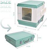 YES4PETS XL Portable Cat Toilet Litter Box Tray Foldable House with Handle and Scoop Green - Close-Up Angle